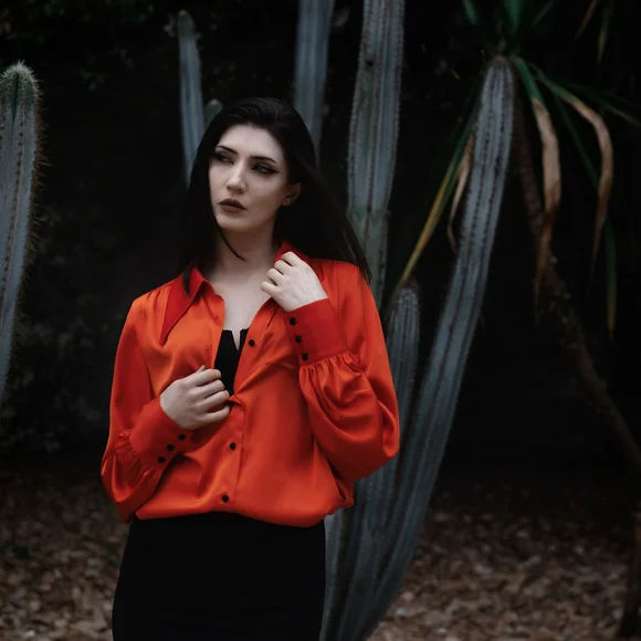 Orange Long Sleeve Blouse by Lively Ghosts - Picture 4 of 5